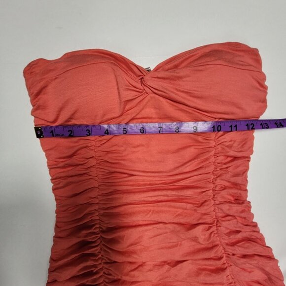 Coral Body Con Strapless Mini Dress Size L - Picture 6 of 9